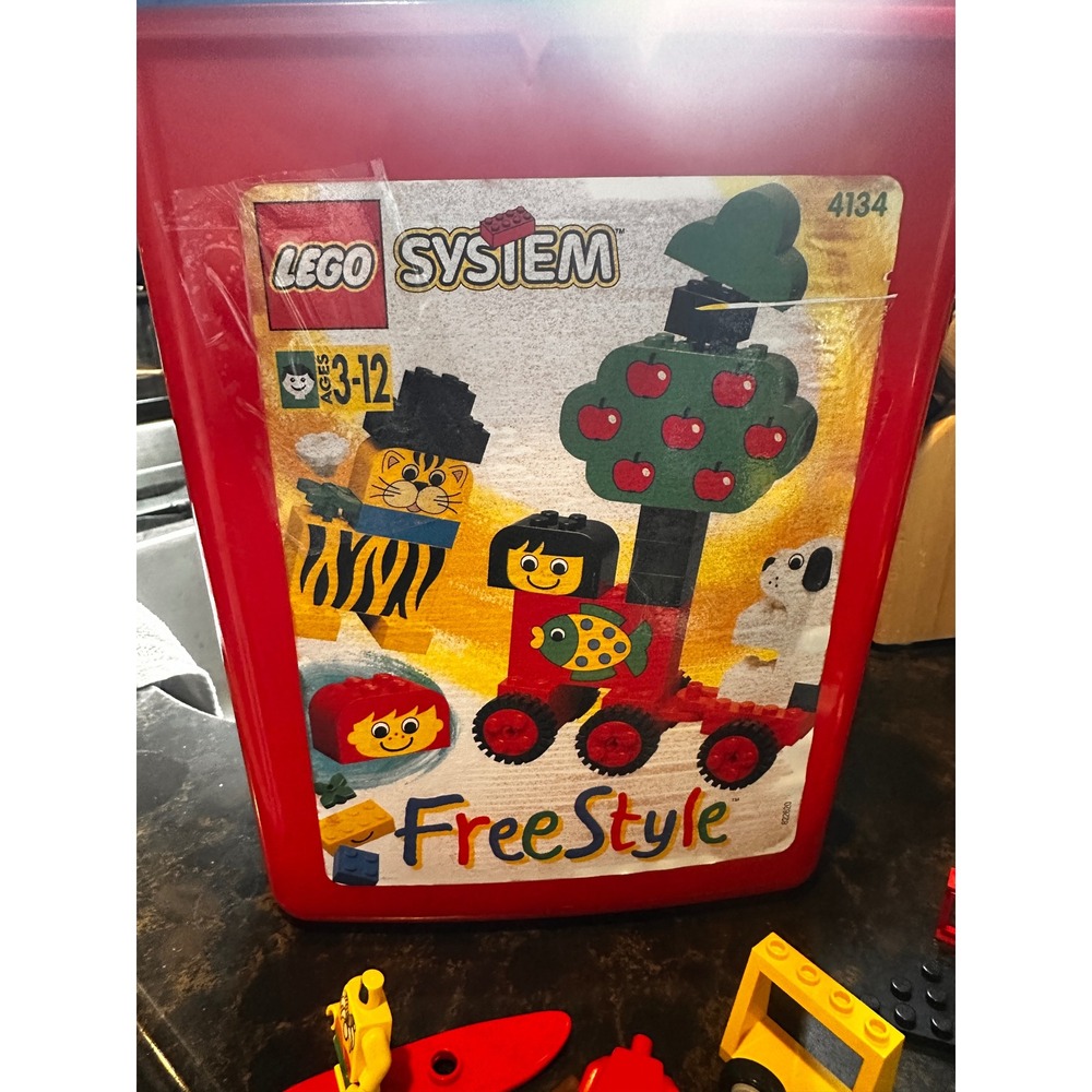 Vintage 1995 LEGO System FreeStyle 4134 Red Bucket Building Set with Bricks